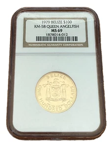 Belize 1979 FM Gold $100 NGC MS69 Queen Angelfish Mintage - 400 - Picture 1 of 2