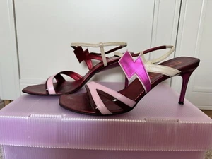Tacones con tiras vintage Miu Miu SS00 rosa Lightning Bolt, talla 5 EU38 - Imagen 1 de 6