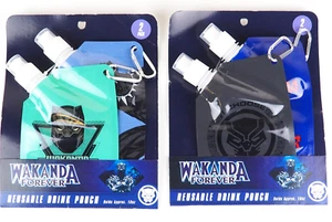 Wakanda Forever Reusable 10 oz. Drink Pouches Set of 2 NEW - Picture 1 of 6