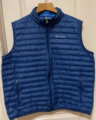 Chaleco Columbia Azul Pato Plumón/Plumas -Talla-2X~ Cómodo Foto 1 de 4