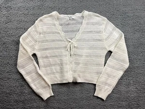 Art Class Girl's Size Large (10-12) Crochet Cardigan Sweater Cream - Picture 1 of 8