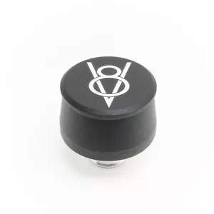 Vintage V8 Logo Black Billet Aluminum Push In Breather Chevy Ford Mopar - Foto 1 di 3