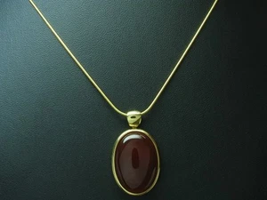 Collana In Argento Sterling 925 Con Pendente In Carneolo / Argento Reale / 12,8g - Foto 1 di 3