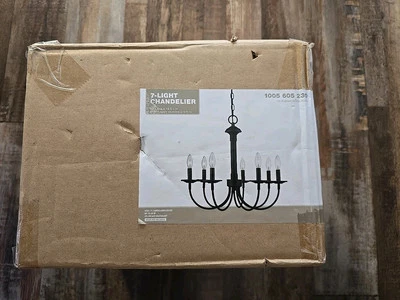 Candelabro de bronze polido a óleo 7 luzes luminária de teto pendurada - Imagem 1 de 3