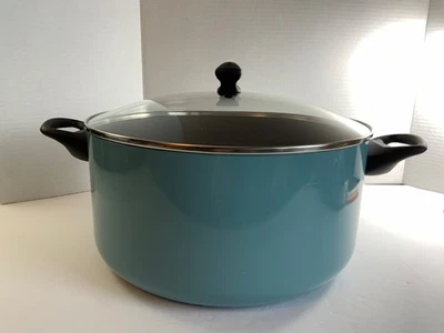 Farberware 10 qt vaso de estoque esmaltado azul antiaderente com tampa - Imagem 1 de 4