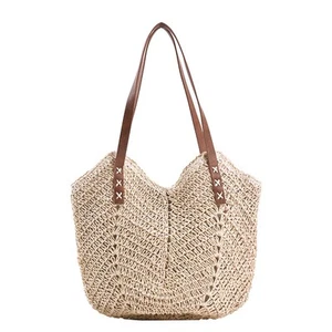 Straw Beach Bags for Women Summer Beach Tote Bag With Zipper Large Soft Woven... - Picture 1 of 8