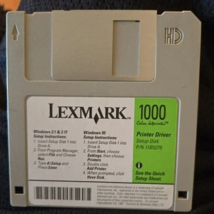 3.5 Diskette Lexmark Printer Driver 1000 Color Jet for Windows 3.1 & 3.11 & 95 - Bild 1 von 2