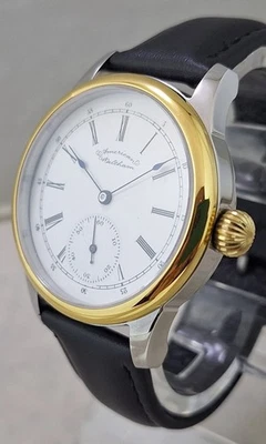 Waltham 6s relógio de bolso conversão 40mm 2TONE relógio de pulso casamento movimento 1893 - Imagem 1 de 4