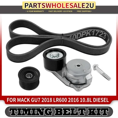Kit de 3 componentes de transmisión por correa Serpentine para Mack LR600 2016 GU7 2018 10,8 L diésel Foto 1 de 4