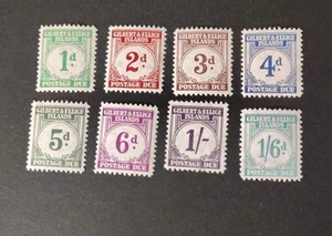 Gilbert & Ellice 1940 Postage Due Stamps Scott #J1-8, MHR/OG, VF - Picture 1 of 2