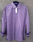 Man's J Cado Purple Checked Cotton Ls Shirt Medium New
