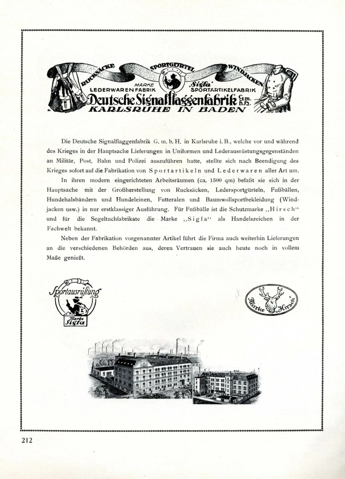 Signalflaggen Fabrik Karlsruhe XL Reklame 1926 Hirsch Sigfa Flagge Signalflagge - Bild 1 von 1
