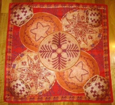 Pineda Covalin Óxido Rojo Naranja Marrón Cestas Tejidas Mexicanas 100% Seda Bufanda 20" Foto 1 de 4