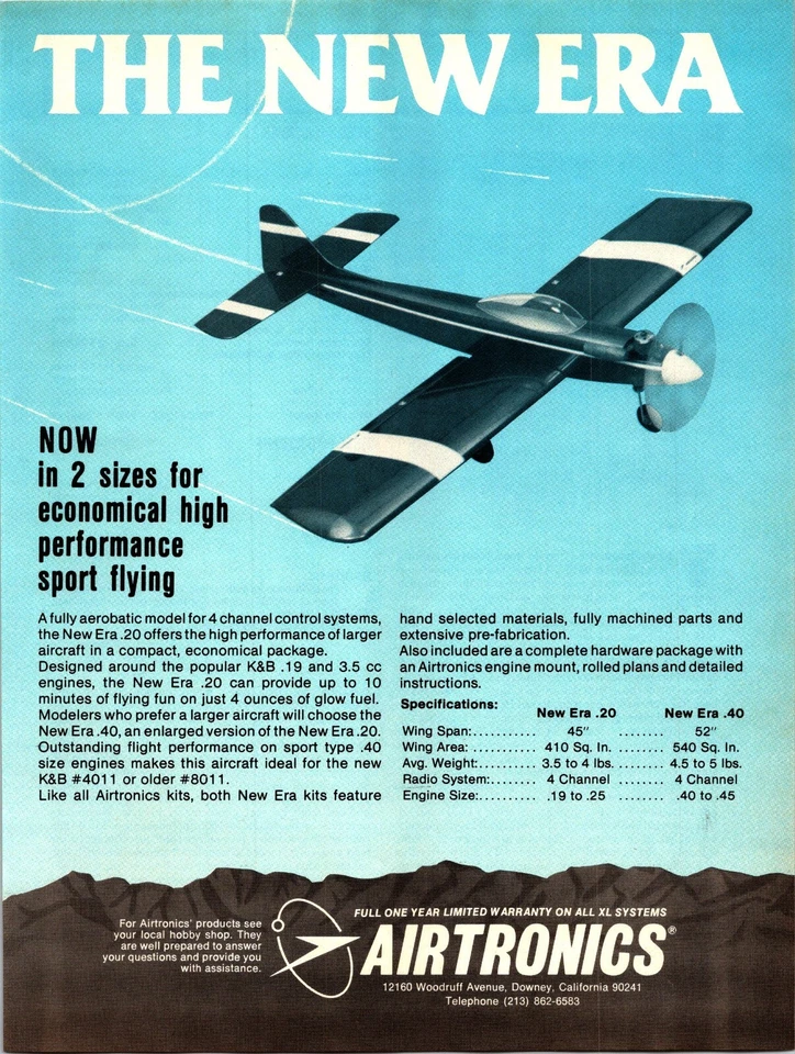 New Era .20 Airtronics RC Airplane Print Ad Wall Art Decor Ephemeral .40 - Image 1 of 1