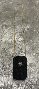 HENRI BENDEL Black Sparkle Quilted Evening Cross Body Handbag - Picture 1 of 5