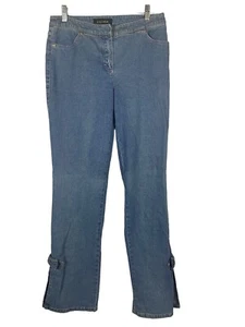 Pantalones de mezclilla azules para mujer Escada talla 8 estilo bootcut abertura pierna moño detalle - Imagen 1 de 6