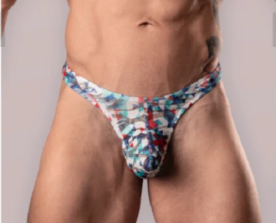 MALE POWER BONG THONG YOUR LACE OR MINE THONG MENS UNDERWEAR AQUA - Image 1 of 4
