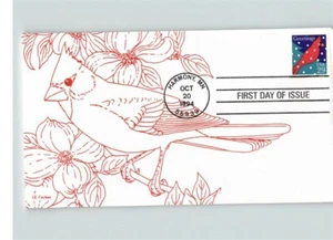 RED CARDINAL Bird in the SNOW, 1994 First Day of Issue - Picture 1 of 1