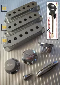 NEW COVERS & KNOBS STRAT 52-50-48mm ARGENT pour guitare stratocaster - Bild 1 von 7