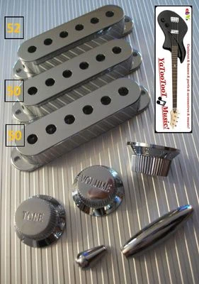 Nuove Coperture E Manopole STRAT 52-50-48mm ARGENTO Per Chitarra Stratocaster - Immagine 1 di 4
