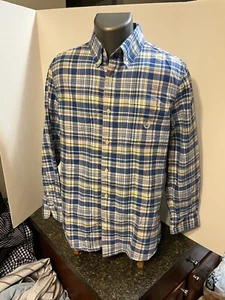 Chaps Ralph Lauren LS Button Down Shirt Blue Green Yellow Orange Plaid M Cotton - Picture 1 of 13