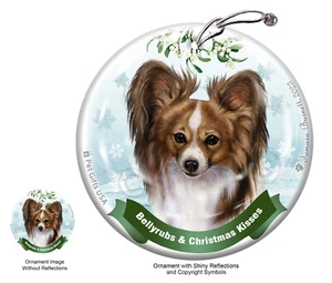 Bellyrubs & Kisses Ornament - Sable and White Papillon - Picture 1 of 1