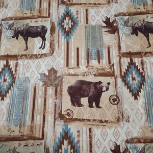 34" Rustic Living Arthur Kenneth Quilting Treasures North Woods Moose Bear - Picture 1 of 3