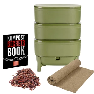 Compostador pequeño incl. ayudante de compost, piso adicional y accesorios - Imagen 1 de 8