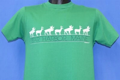 Camiseta vintage años 80 BAR HARBOR MAINE ALCE CIERVO VIDA SILVESTRE TURISTA VERDE MEDIANA M Foto 1 de 3