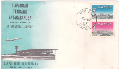 Mazuma *S1213 Malaysia FDC 1965 Lapangan Terbang Antarabangsa KL Chop Ipoh - Image 1 of 2
