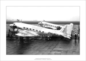 Estampado artístico KLM Royal Dutch Airlines Douglas DC-3 y DC-2 A2 - 59 x 42 cm - Imagen 1 de 3