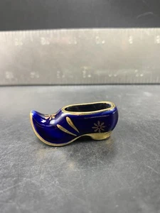Cobalt Blue Shoe Slipper Limoges France Gold Trim 1.5" Souvenir Trinket Vintage - Picture 1 of 8