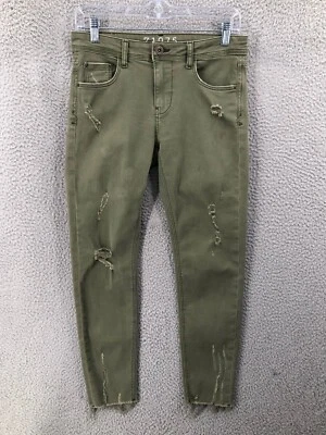 Zara Basic Skinny Jeans Distressed Women’s Size 6 Olive Green Z1975 Denim 10155 - Image 1 of 4