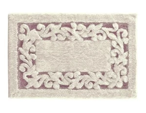 Neu Plüsch Chambord Badteppich Lavendel und Hellbraun mit Schnörkeln ohne Rosen - Bild 1 von 2
