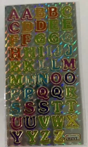 Gold Outline Stickers Letters Block Avery WZYT Mini Rainbow Multicolor 49 Pcs - Picture 1 of 3