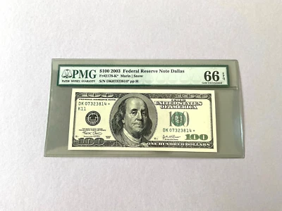 U.S. $100 FR 2178-K* 'Star Note' 2003 Fed Reserve Note Dallas PMG 66 EPQ - Image 1 of 4