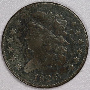 1826 Classic Head Half Cent-F Details/Environmental Damage - Picture 1 of 2
