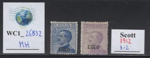 WC1_26832.COLONIAS ITALIANAS DEL EGEO. 1912 conmemoración. set. Sc. 1-2. MH - Imagen 1 de 1
