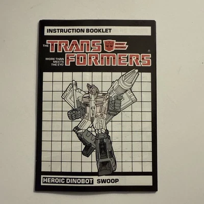 Swoop Action Figure Instruction Manual Booklet 1985 Hasbro G1 Transformers - Image 1 of 4