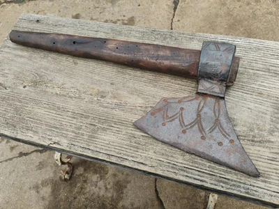 Early Antique 17-1800s Forged European Scandinavian Hewing Axe Goose Wing - Image 1 of 4