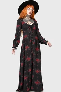 KILLSTAR Black,Red Hail Pandora Maxi Dress - Picture 1 of 12
