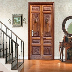 3D Modern Art Wooden Door Sticker Wall Mural Sticker, Peel and Stick Vinyl Wa... - Picture 1 of 8