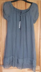 PHASE EIGHT Mimi Silk Dress Size L 10/12 Charcoal Grey Lined L35" New With Tags - Picture 1 of 11