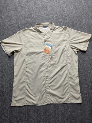 NWT Columbia Mens Kestrel Trail II Short Sleeve Button Up UPF 50 Beige XL Nylon - Image 1 of 4