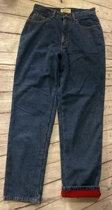 Vintage LL Bean Jeans Womens 6 Reg Fleece Lined Relaxed Fit Blue Denim Pants - Picture 1 of 16