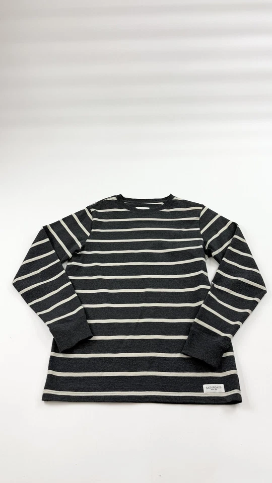 Saturdays Surf NYC Shirt Mens Medium Gray White Striped Long Sleeve Heavyweight - Image 1 of 4