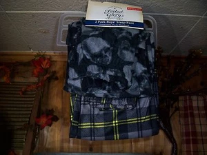 FADED GLORY BOYS SLEEP PANT SET SIZE XS/XCH 4-5 SKULL DESIGN AND PLAID DESIGN - Picture 1 of 1
