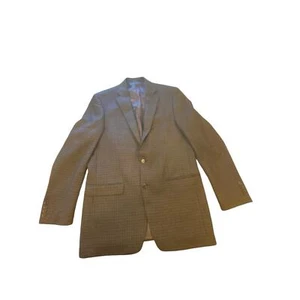 Ralph Lauren Two Button Brown Houndstooth 100% Wool Sport Coat Jacket 40L Lined - Picture 1 of 22