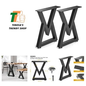 Versatile 28" Metal Furniture Legs - Durable Black V-Shape Design for Projects - Picture 1 of 8