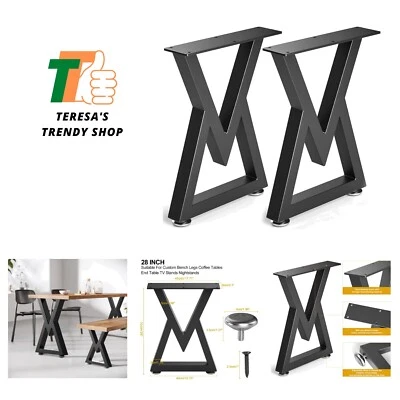 Versatile 28" Metal Furniture Legs - Durable Black V-Shape Design for Projects - Image 1 of 4